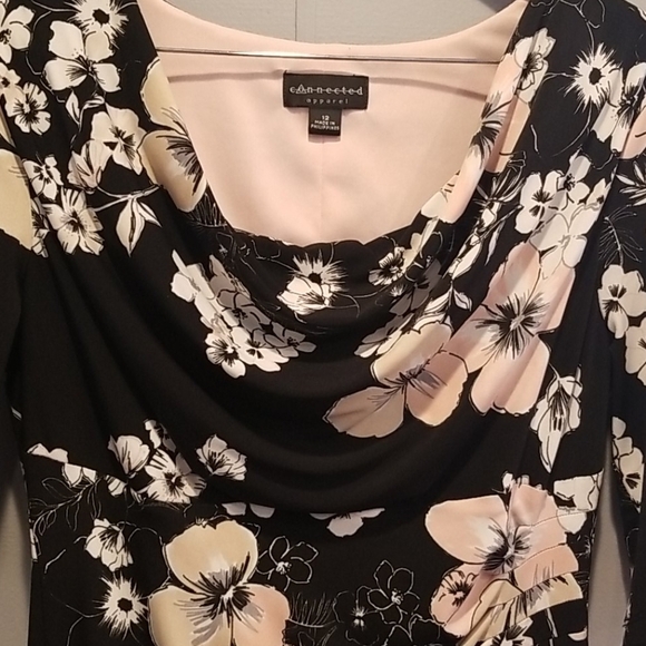 Connect floral dress with drape neckline Sz 12 - Picture 2 of 8